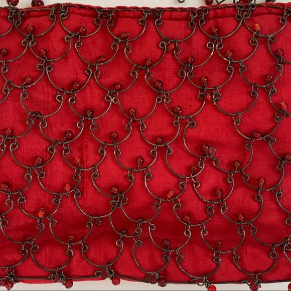 Eye Ful Bag Handbag Purse Red Metal Beaded Holiday Party Dressy Handbag NEW - Picture 9 of 16